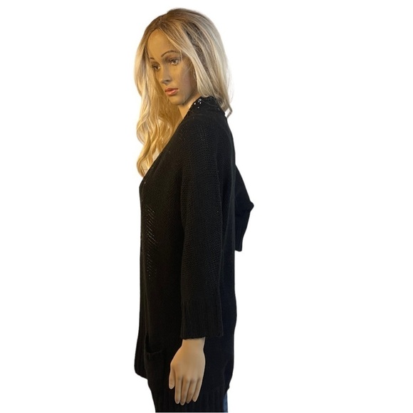 Maurices Black 3/4 Sleeve Open Front Cardigan with Sequin Details - Picture 6 of 9